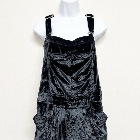 Free People Womens Black Follow The Sun Boho One Piece Velvet Jumpsuit Size XL - Picture 3 of 10